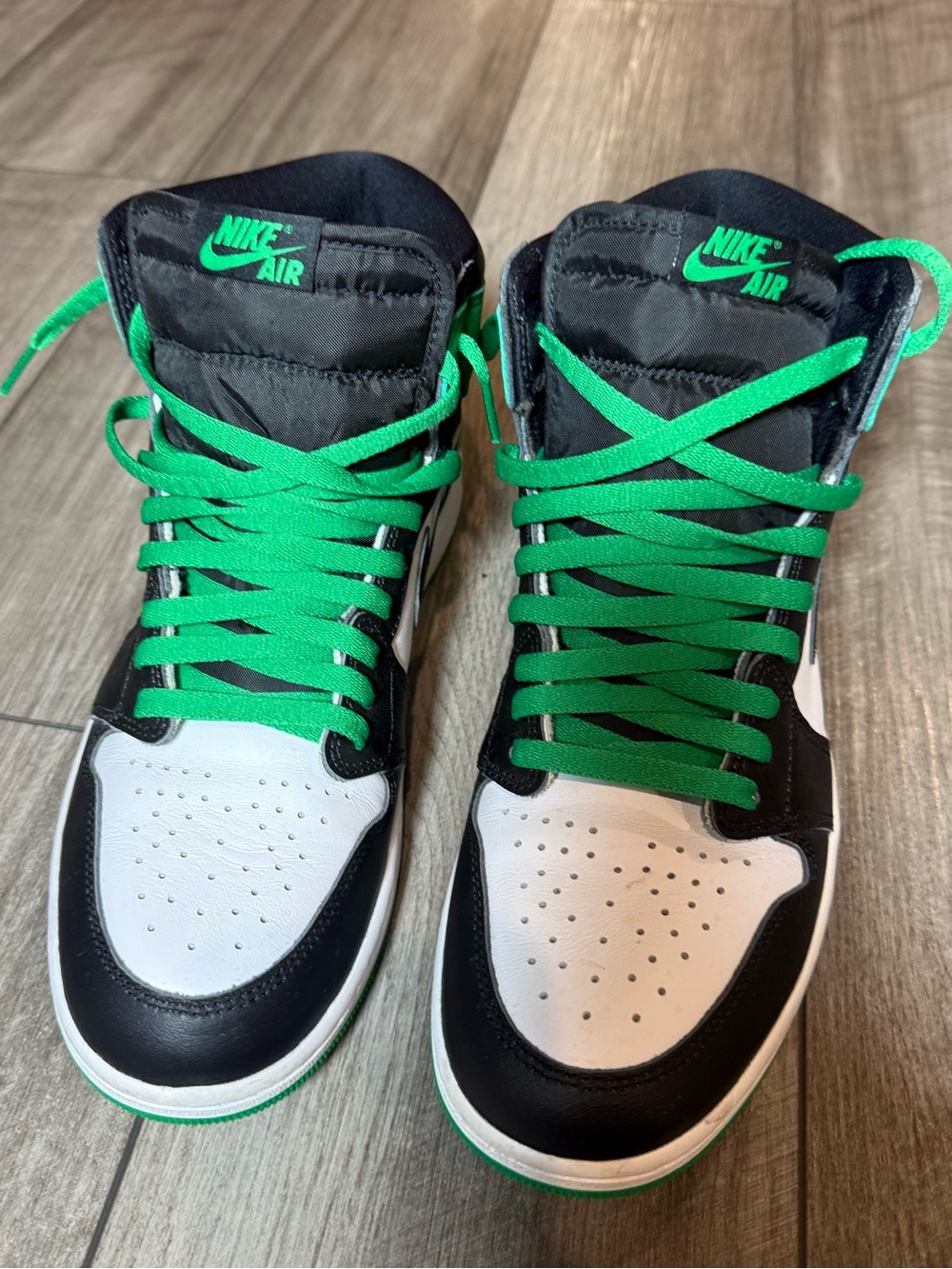 Nike Men’s High-Top Sneakers in Black, White & Green